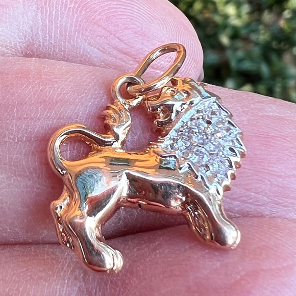 RARE VINTAGE SOVIET RUSSIAN TWO TONE 14K ROSE WHITE GOLD ZODIAC LEO LION PENDANT